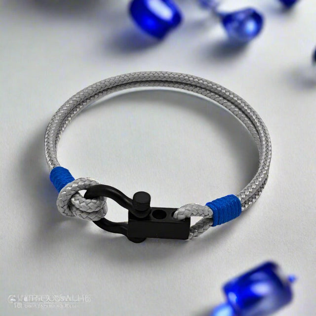 ROYAL 3mm nautical clasp bracelet grey electric blue