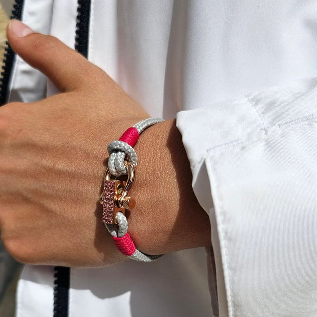 ROYAL 3mm nautical clasp bracelet grey fuchsia