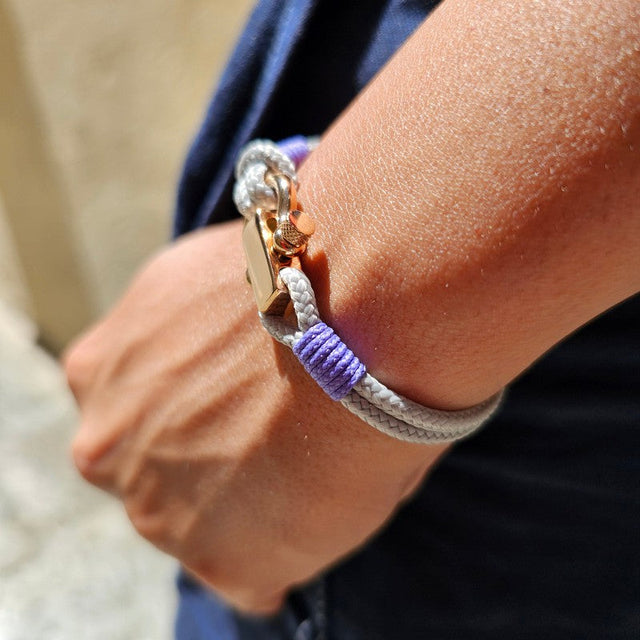ROYAL 3mm nautical clasp bracelet grey lavender purple