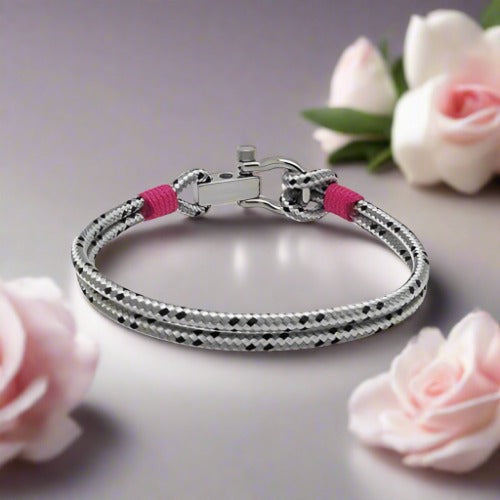 ROYAL 3mm nautical clasp bracelet grey mix pink
