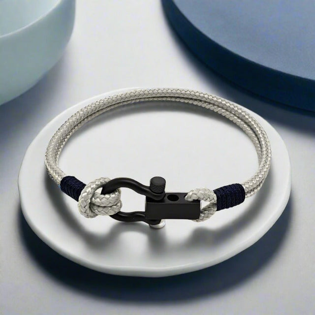 ROYAL 3mm nautical clasp bracelet grey navy blue