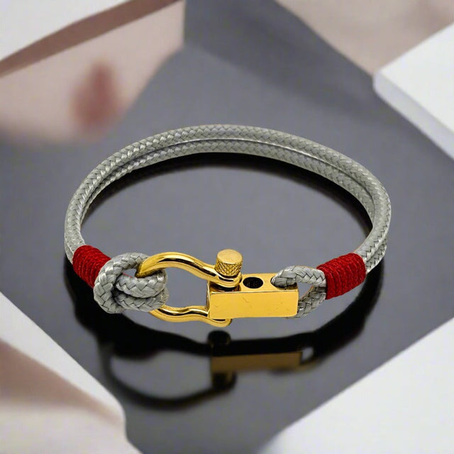 ROYAL 3mm nautical clasp bracelet grey red