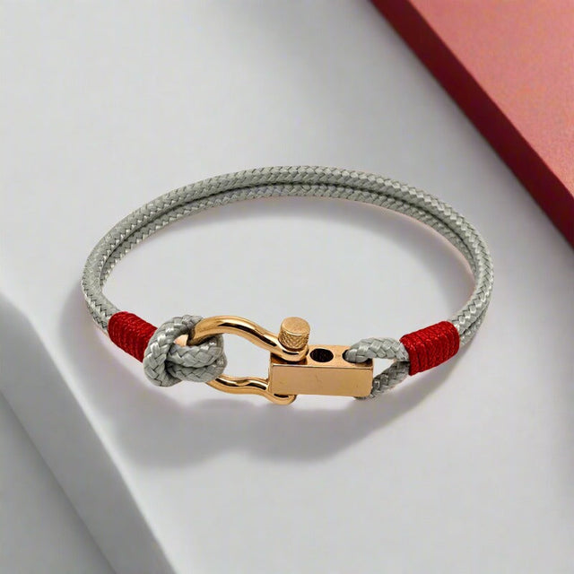 ROYAL 3mm nautical clasp bracelet grey red