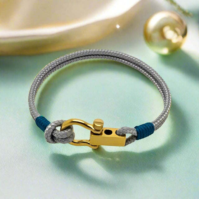 ROYAL 3mm nautical clasp bracelet grey teal