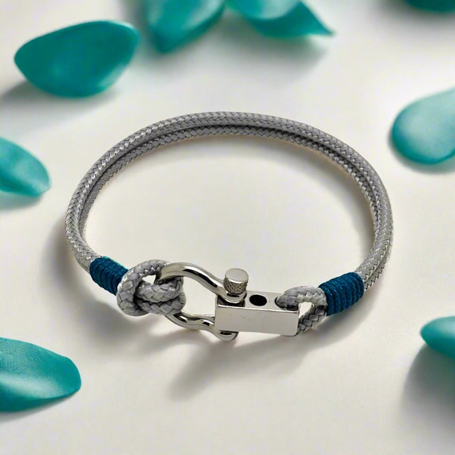 ROYAL 3mm nautical clasp bracelet grey teal