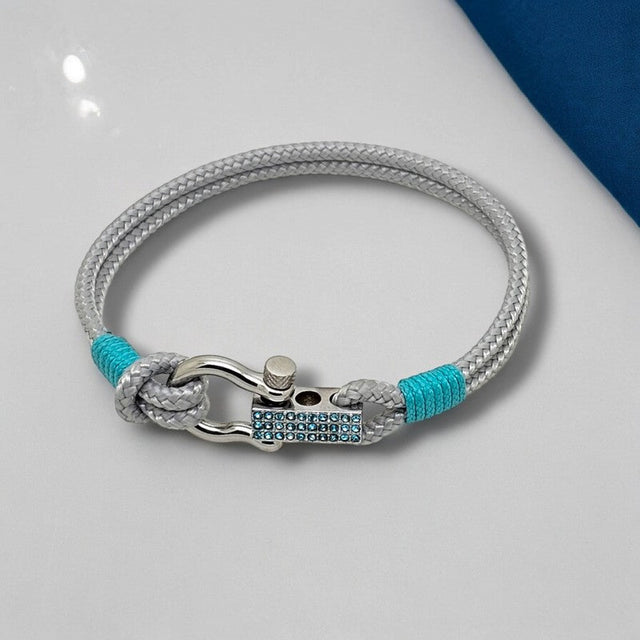 ROYAL 3mm nautical clasp bracelet grey turquoise