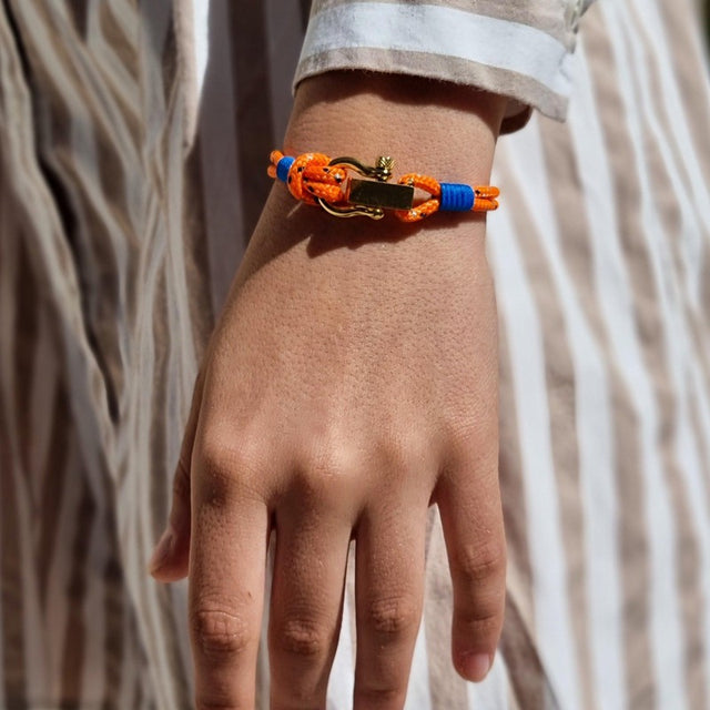 ROYAL 3mm nautical clasp bracelet orange mix blue