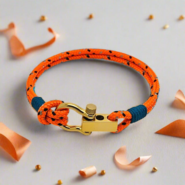 ROYAL 3mm nautical clasp bracelet orange mix teal