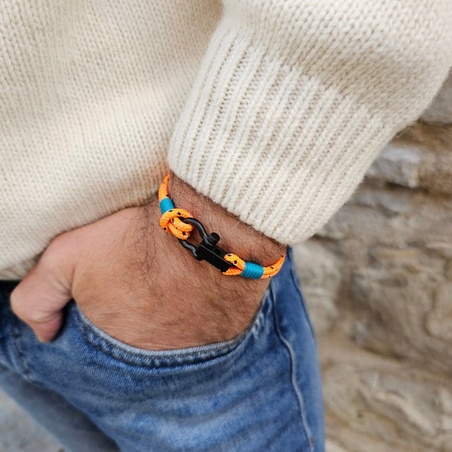 ROYAL 3mm nautical clasp bracelet orange mix teal