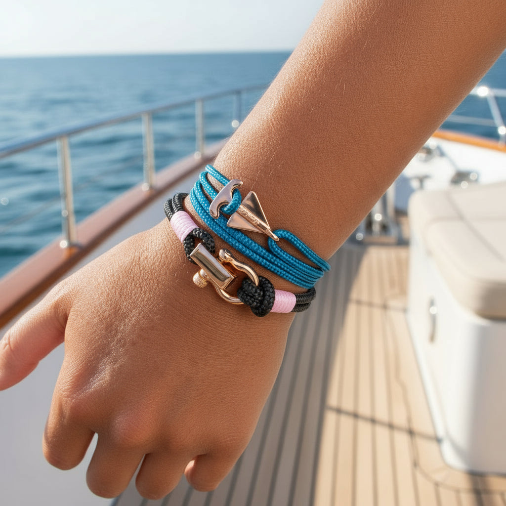 ROYAL mini shackle bracelet black baby pink