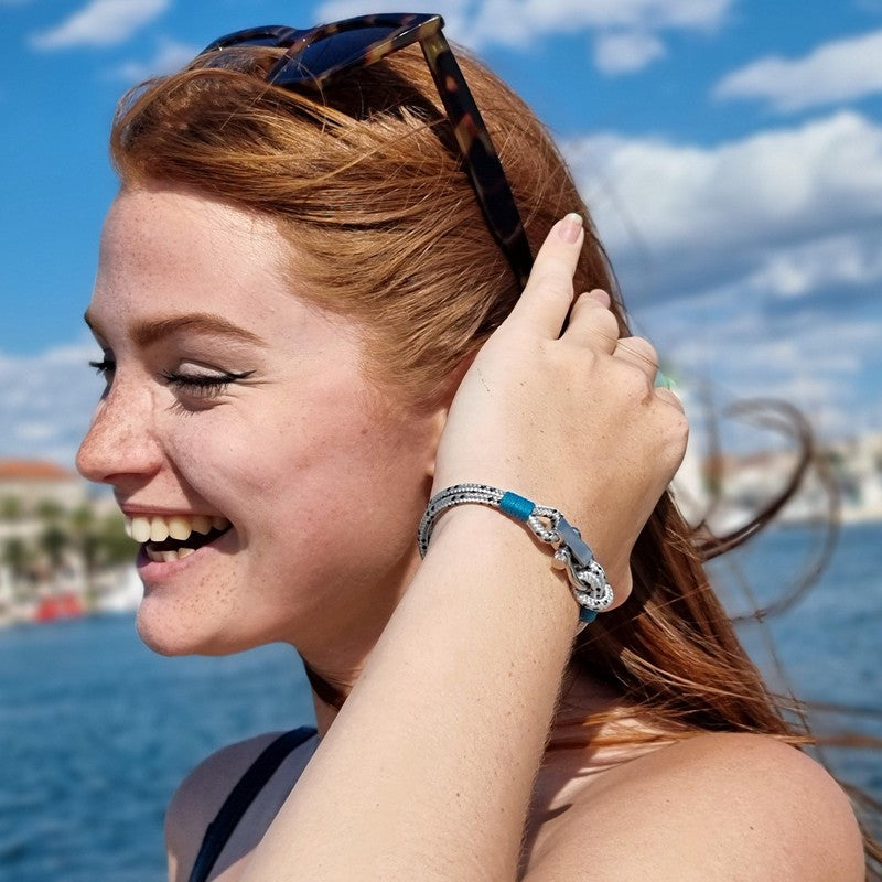 ROYAL mini shackle bracelet grey mix turquoise