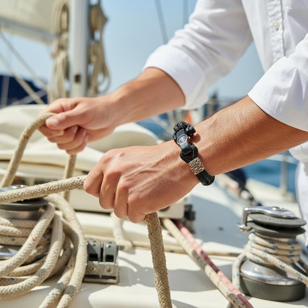 SEAMAN Compass Bracelet Black Camo