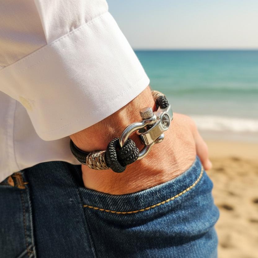 SEAMAN Compass Bracelet Black Camo