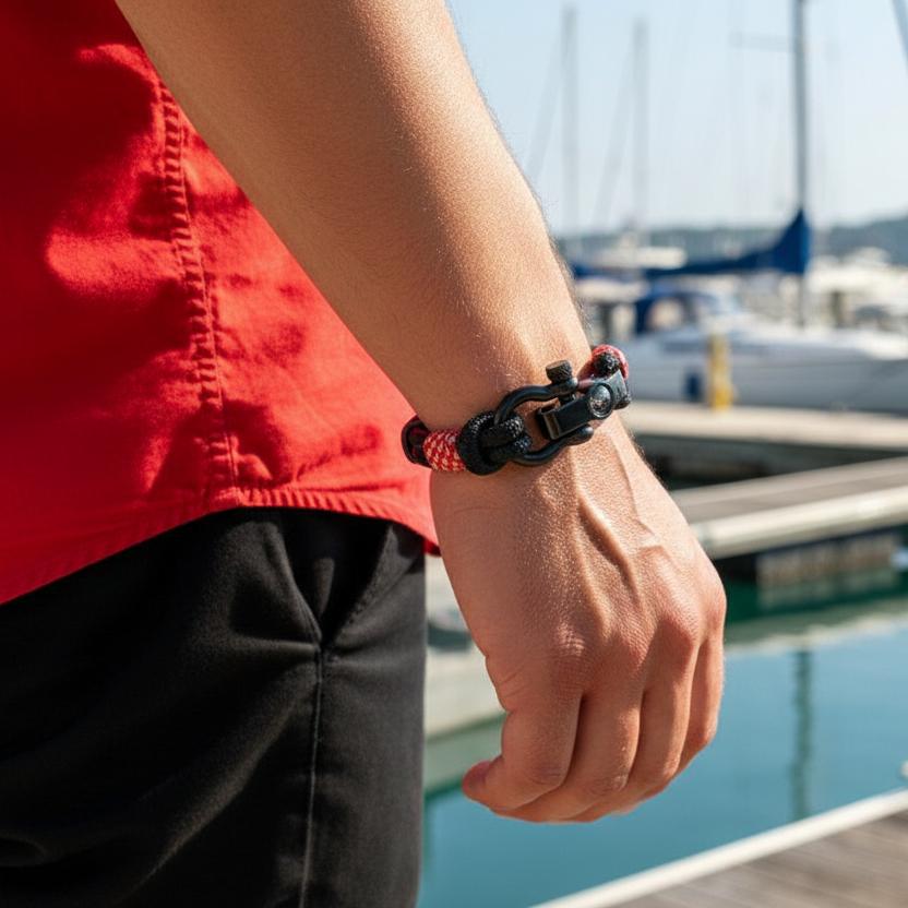 SEAMAN Compass Bracelet Black Croatian Mix