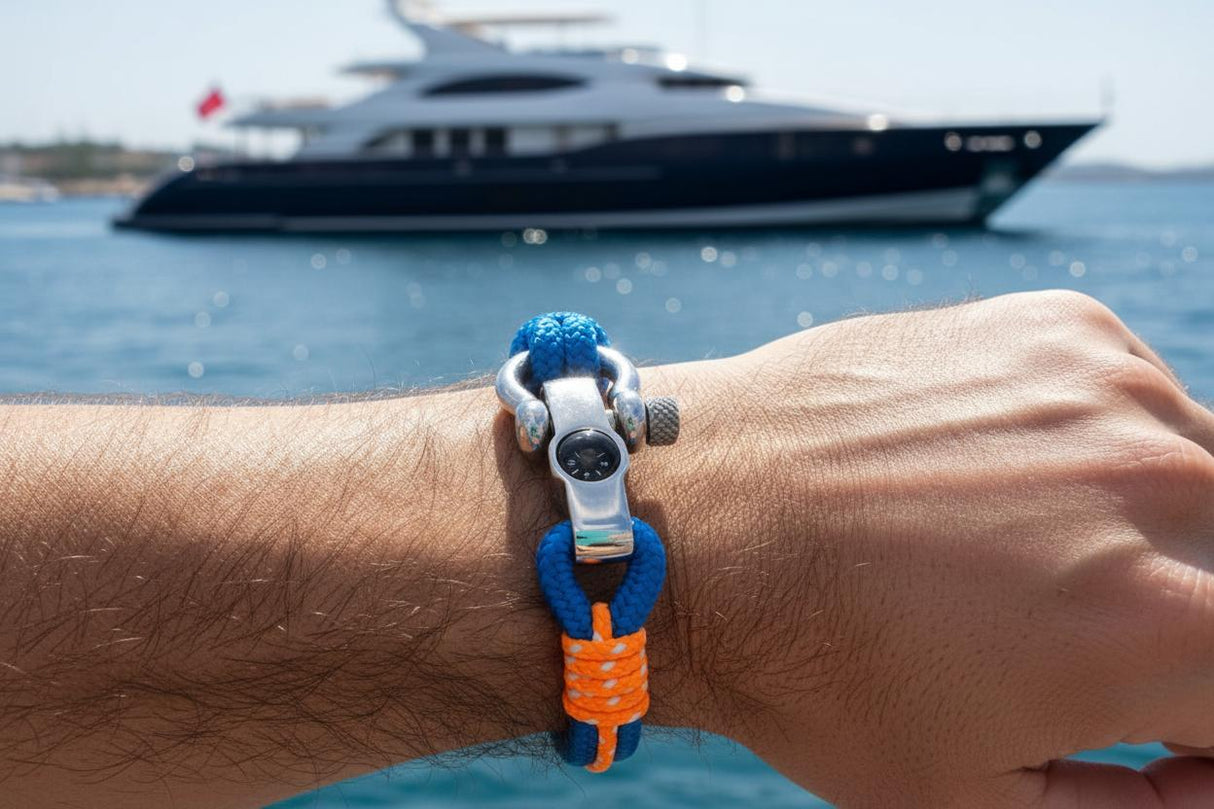 SEAMAN Compass Bracelet Blue Orange