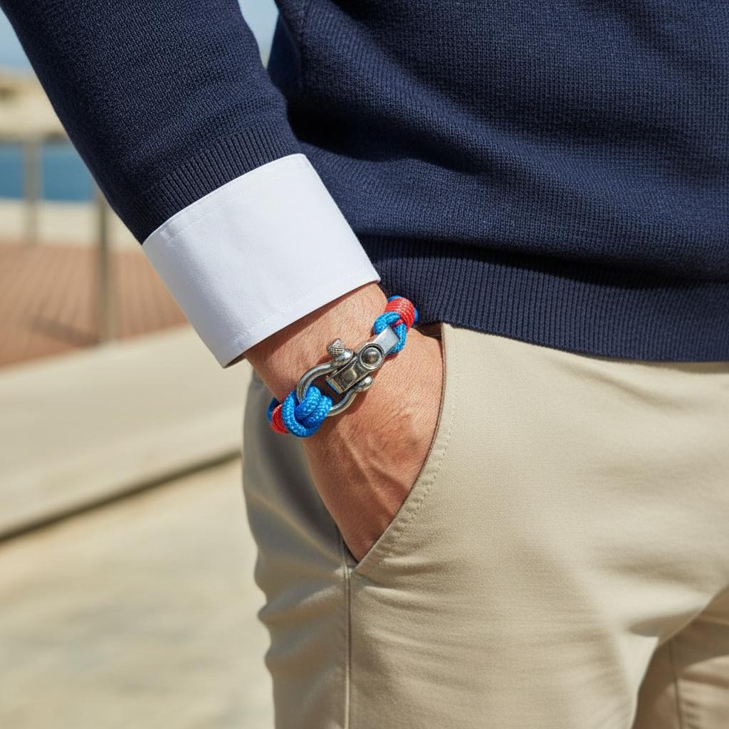 SEAMAN Compass Bracelet Blue Red