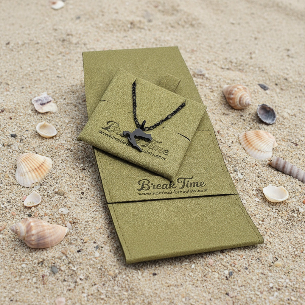 Steel necklace with OCEAN MINI Croatia map pendant