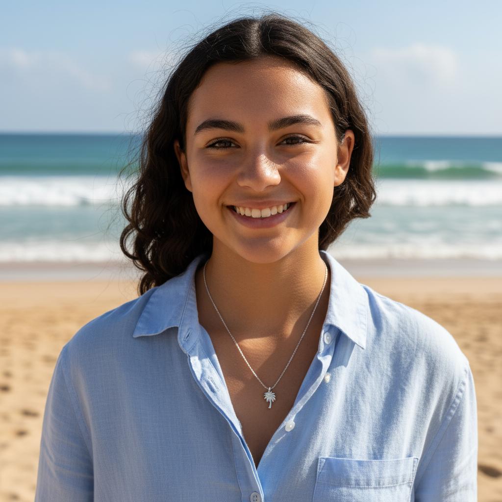 Steel necklace with OCEAN MINI palm tree pendant