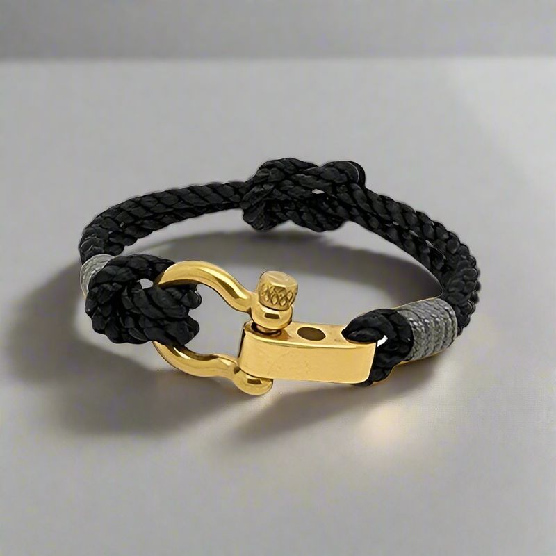WAVES 4mm Nautical Clasp Bracelet Black Grey