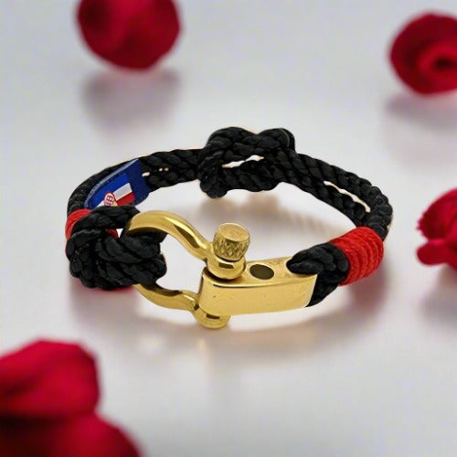 WAVES 4mm Nautical Clasp Bracelet Black Red