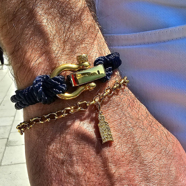 WAVES 4mm Nautical Clasp Bracelet Navy Blue