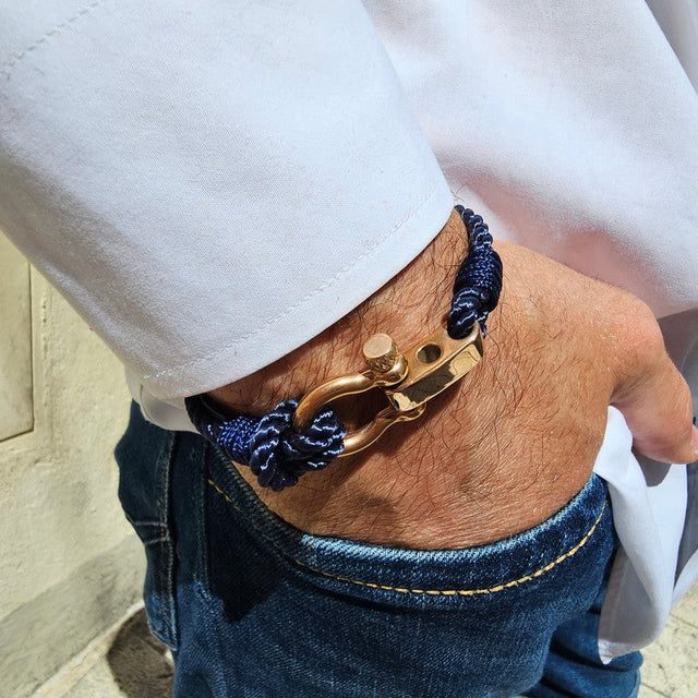 WAVES 4mm Nautical Clasp Bracelet Navy Blue