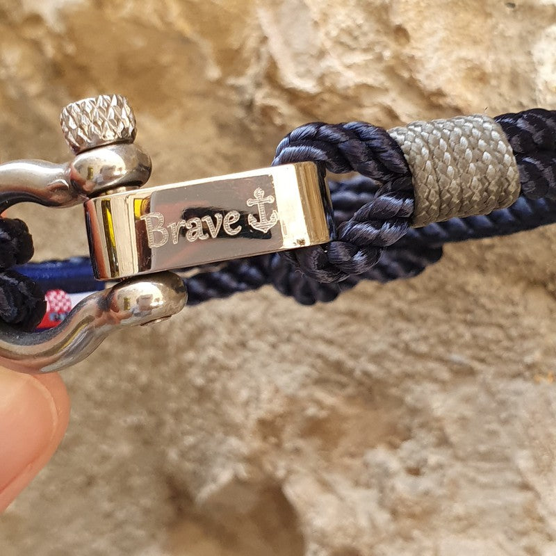 WAVES 4mm Nautical Clasp Bracelet Navy Blue Grey
