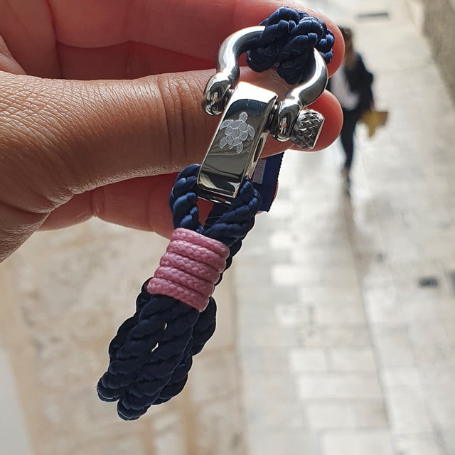 WAVES 4mm Nautical Clasp Bracelet Navy Blue Lavender Pink