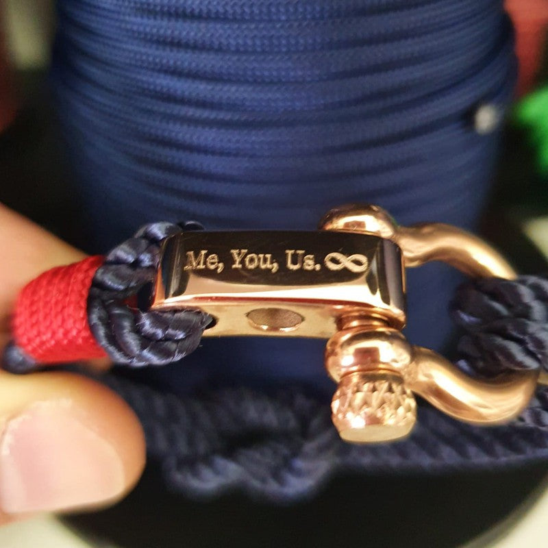 WAVES 4mm Nautical Clasp Bracelet Navy Blue Red