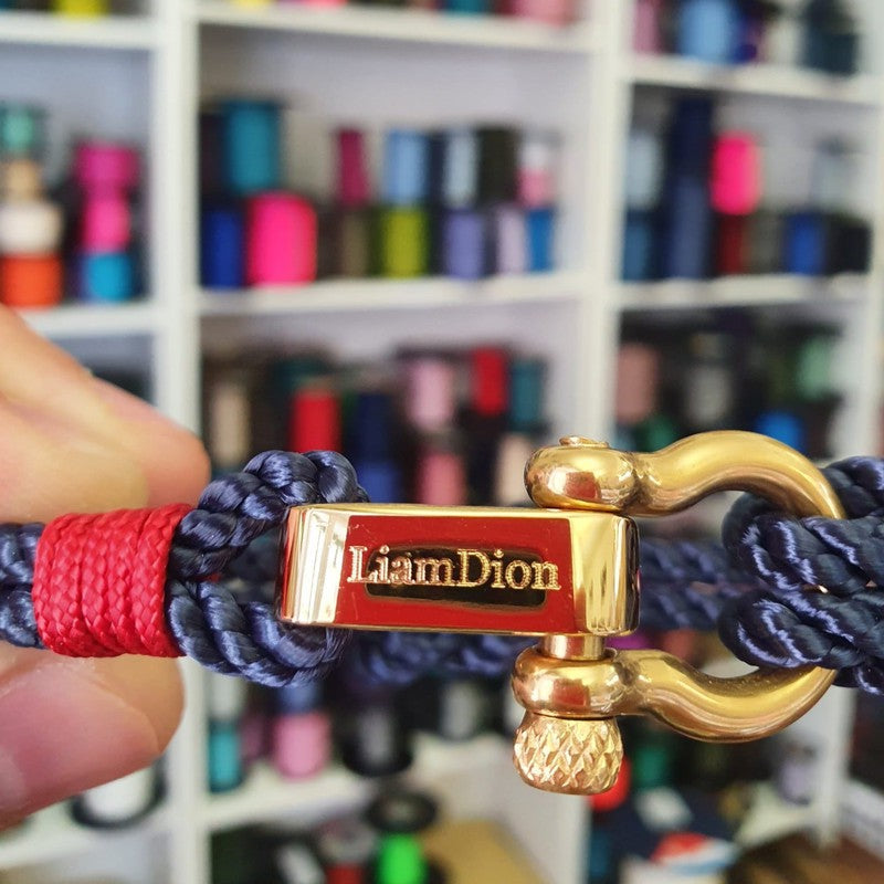 WAVES 4mm Nautical Clasp Bracelet Navy Blue Red