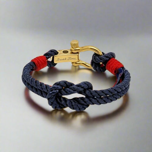 WAVES 4mm Nautical Clasp Bracelet Navy Blue Red