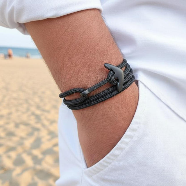 YACHT CREW big anchor bracelet black