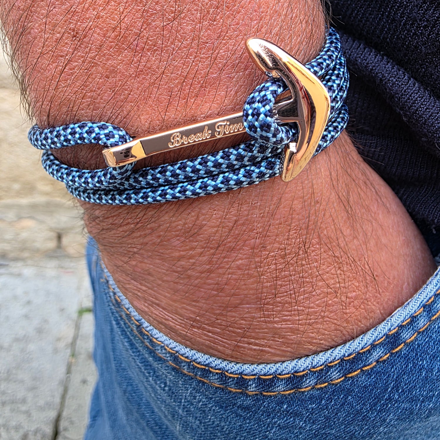 YACHT CREW big anchor bracelet gray blue
