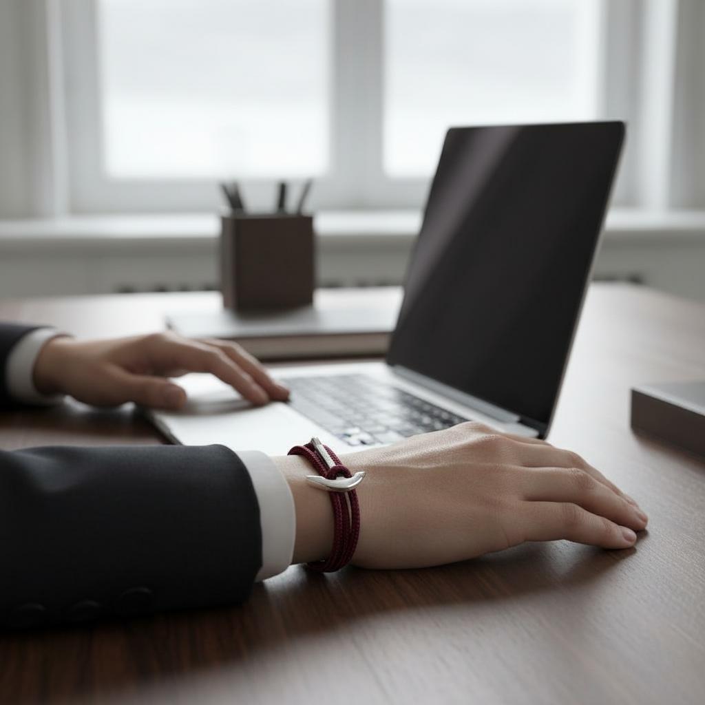 YACHT CREW medium anchor bracelet burgundy