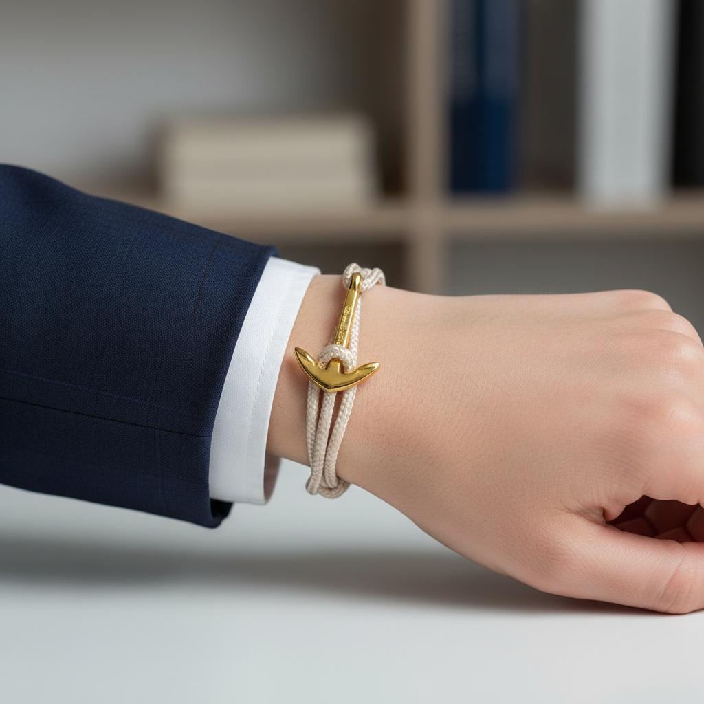 YACHT CREW medium anchor bracelet cream