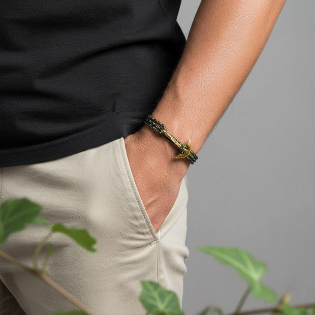 YACHT CREW medium anchor bracelet green camo