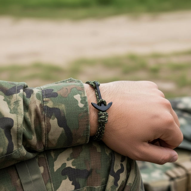 YACHT CREW medium anchor bracelet green camo