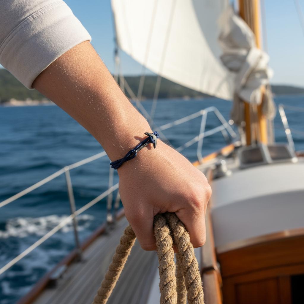 YACHT CREW medium anchor bracelet midnight blue