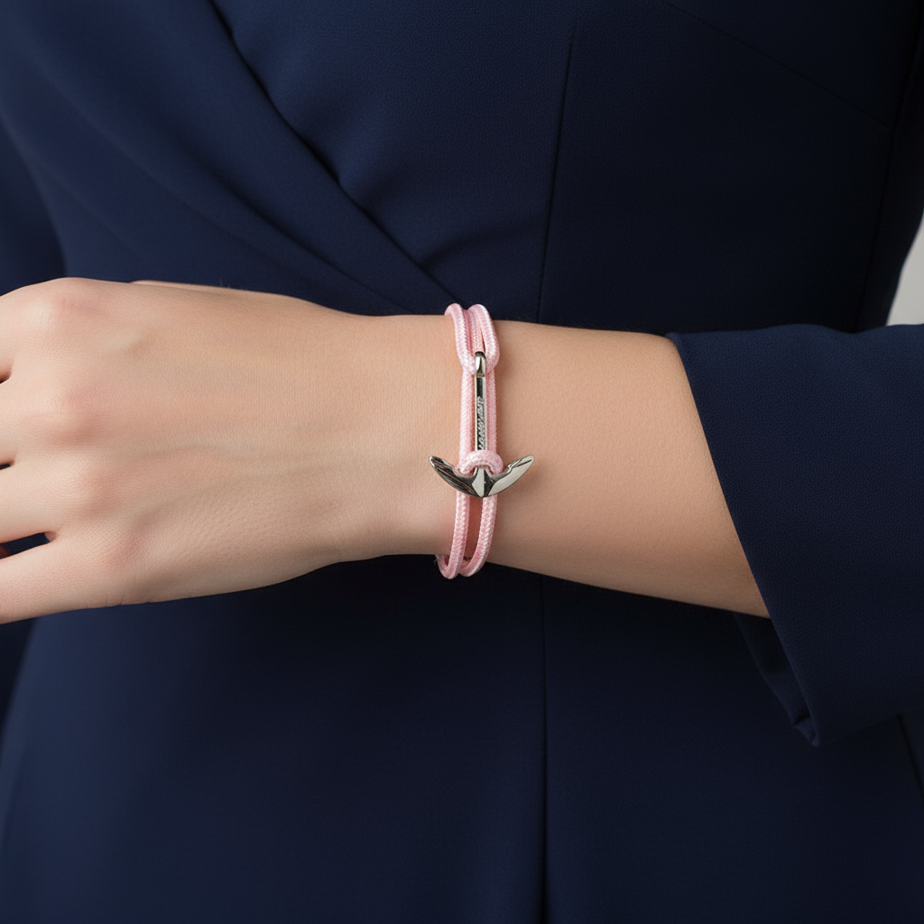 YACHT CREW medium anchor bracelet pastel pink
