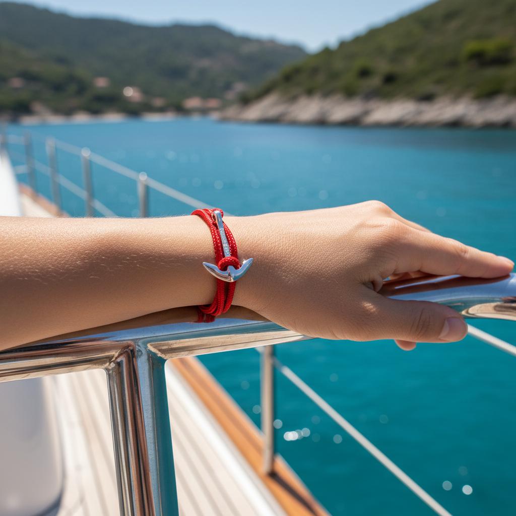 YACHT CREW medium anchor bracelet red