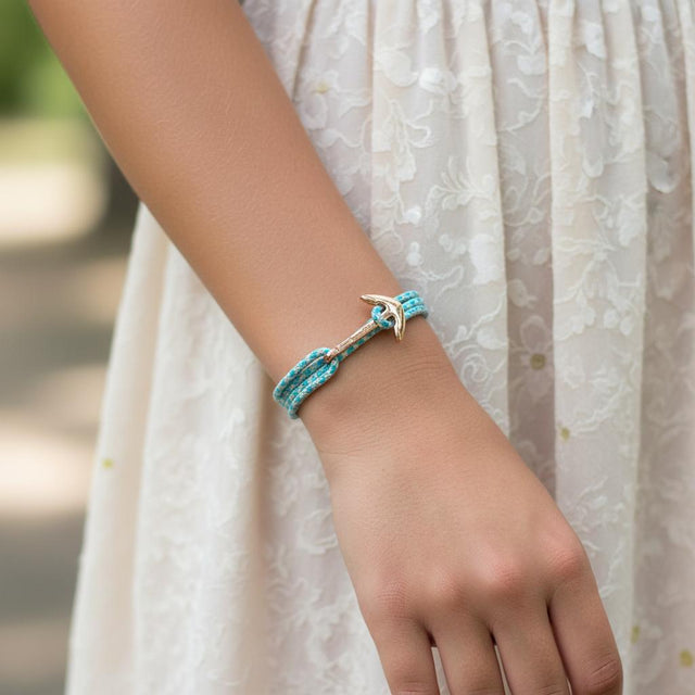 YACHT CREW medium anchor bracelet turquoise cream