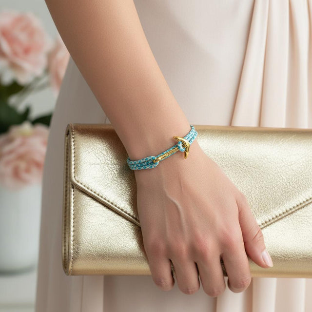 YACHT CREW medium anchor bracelet turquoise cream