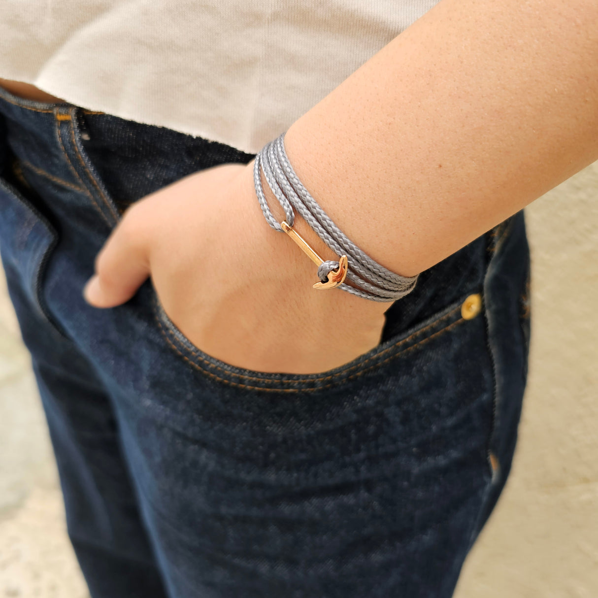 YACHT CREW mini anchor bracelet dark grey