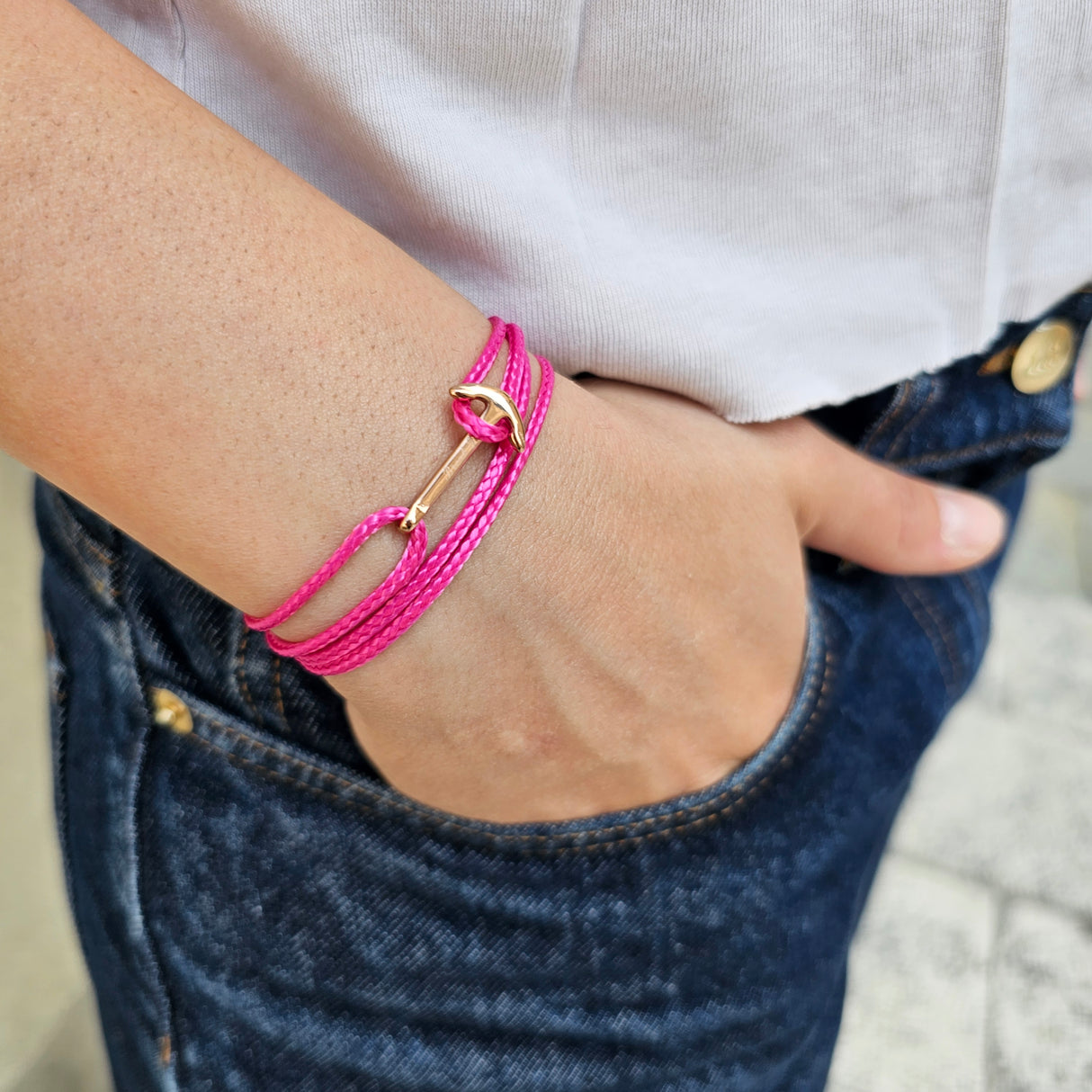 YACHT CREW mini anchor bracelet fuchsia