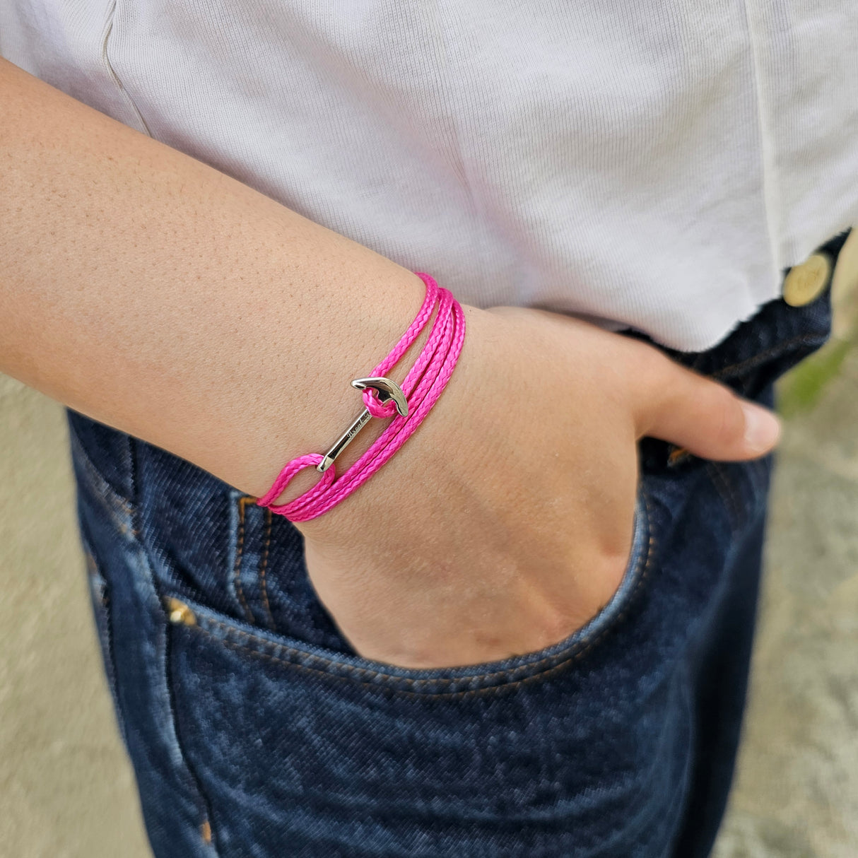 YACHT CREW mini anchor bracelet fuchsia