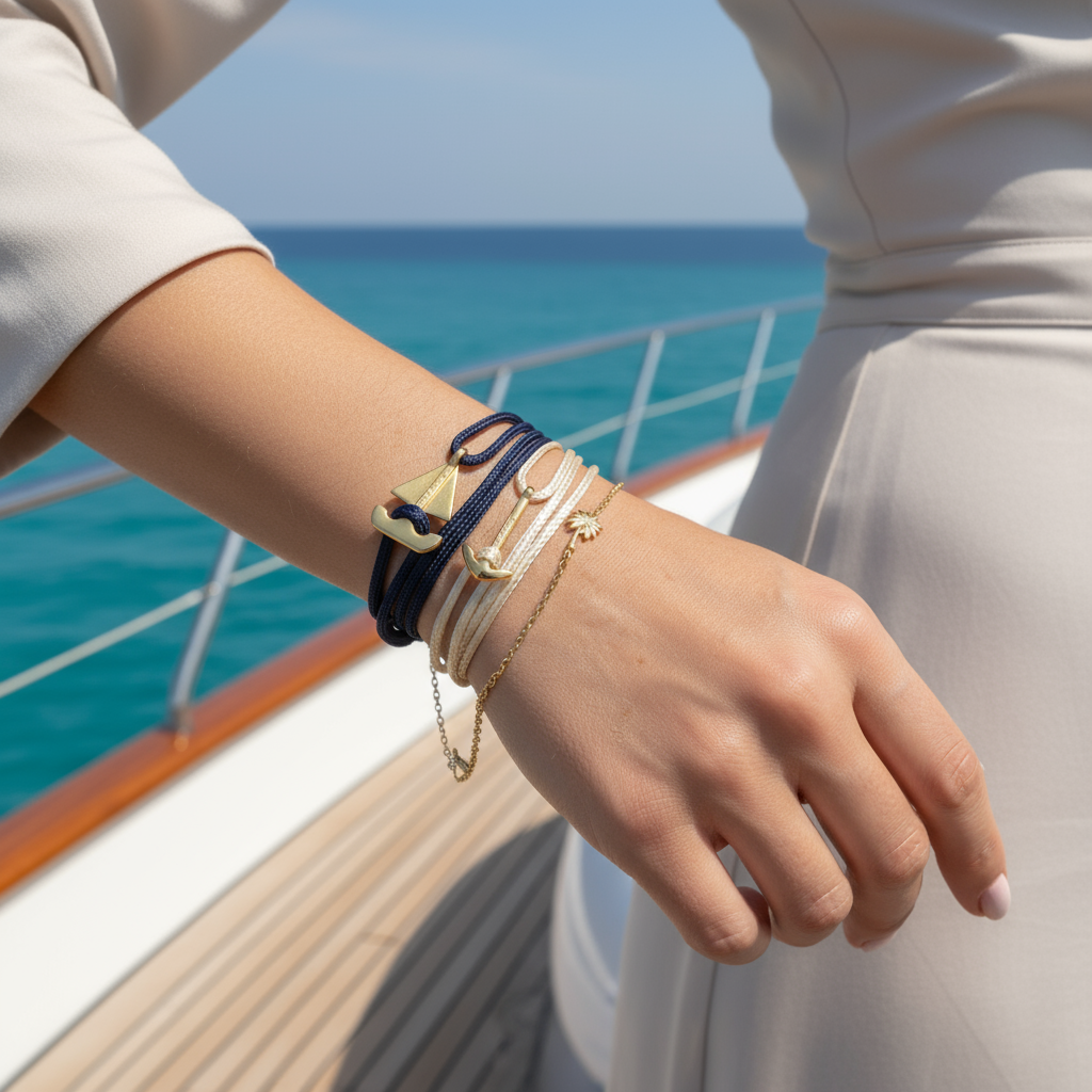 YACHT CREW mini anchor bracelet gold
