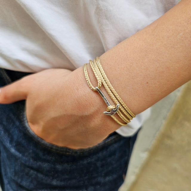 YACHT CREW mini anchor bracelet light brown