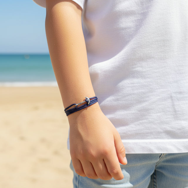 YACHT CREW mini anchor bracelet navy blue