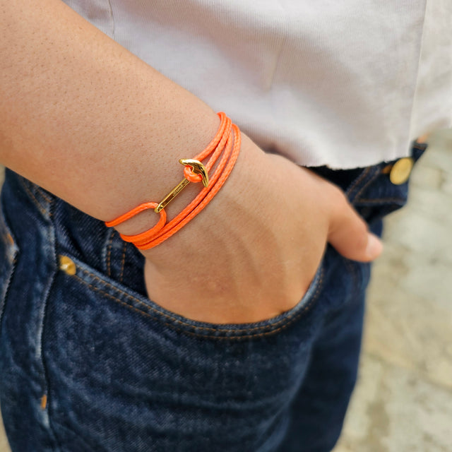 YACHT CREW mini anchor bracelet orange