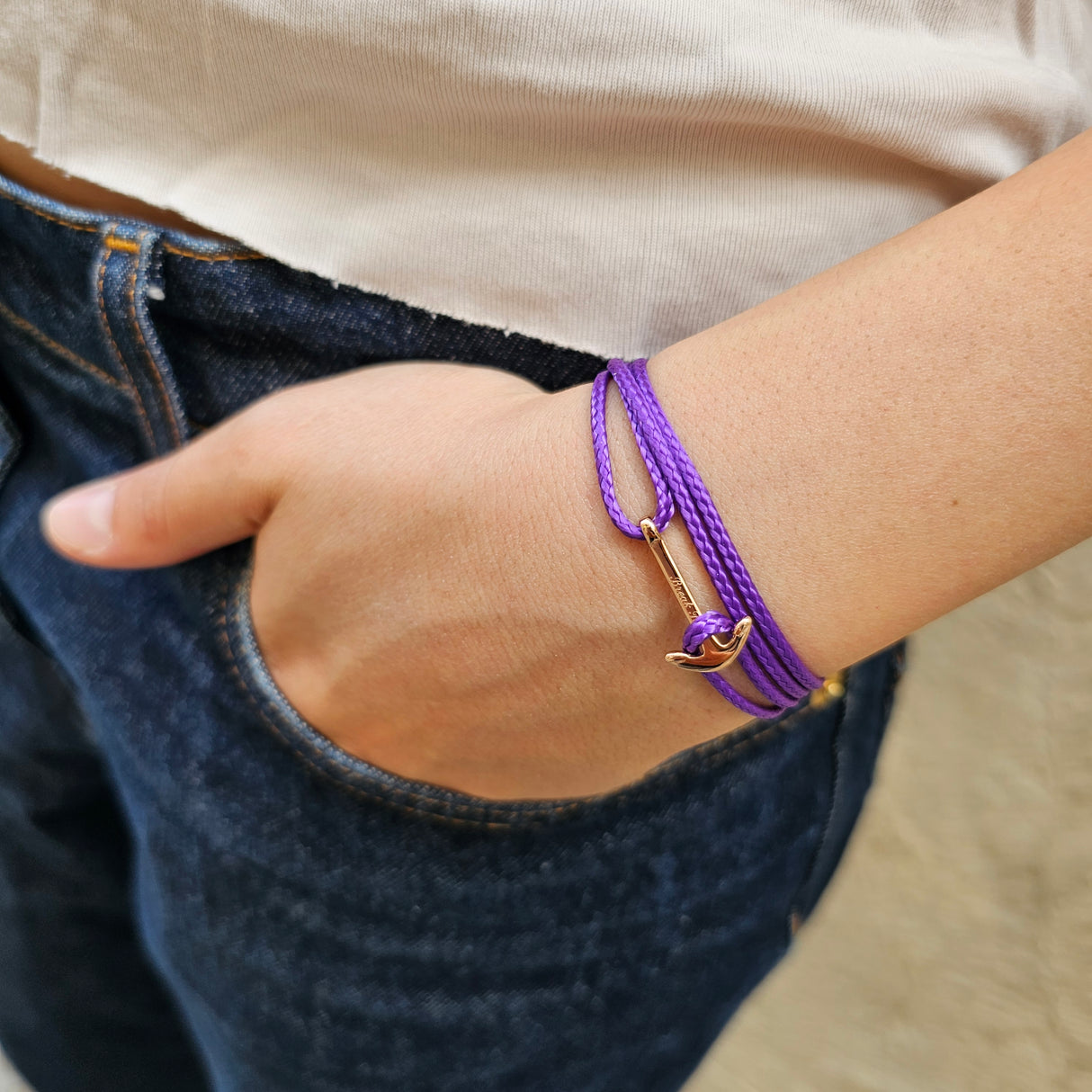 YACHT CREW mini anchor bracelet purple